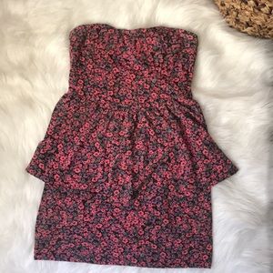 Floral strapless bodycon dress size small